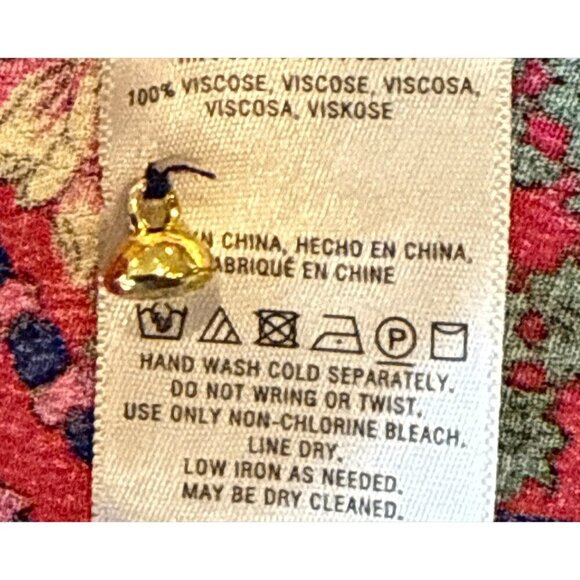 Anthropologie Women's Maeve Bird Print Polka Dot Trim Dress Pink Navy Size 4 - Picture 7 of 10